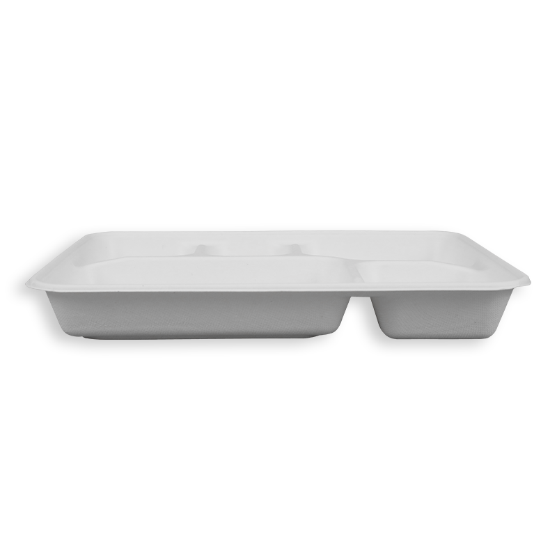11,1 * 8,6 '' Biologisch abbaubare Zuckerrohr-Bagasse 5-Fach-lange Tabletts